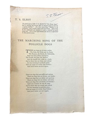 Lot 230 - Eliot. Marching Song, Signed by Eliot. [1939]