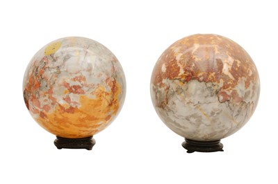 Lot 858 - A PAIR OF MARBLE SPHERES