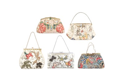 Lot 747 - FIVE CHINESE EMBROIDERED PURSES
