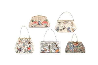 Lot 747 - FIVE CHINESE EMBROIDERED PURSES