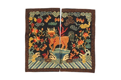 Lot 860 - SEVEN CHINESE RANK BADGES, BUZI AND FOUR EMBROIDERED SILK PANELS