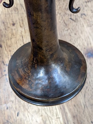 Lot 609 - A JAPANESE BRONZE IKEBANA VASE