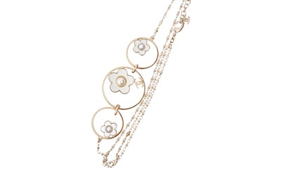 Lot 599 - Chanel CC Logo Double Strand Camelia Necklace