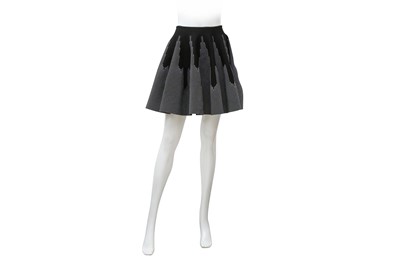 Lot 739 - Alaia Black Wool Knit Sculptural Mini Skirt - Size 38