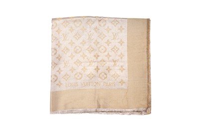 Lot 480 - Louis Vuitton Metallic Taupe Classique Monogram Shawl