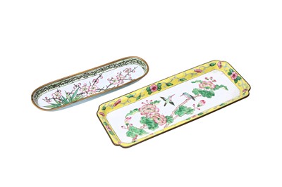 Lot 69 - TWO CHINESE CANTON ENAMEL TRAYS