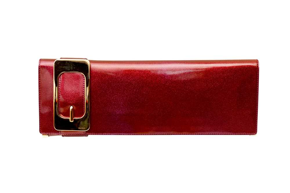 Lot 237 - Gucci Magenta Glitter Buckle Flat Clutch