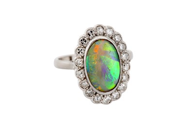 Lot 172 - An opal and diamond cluster ring
