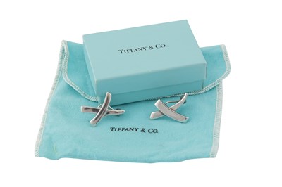 Lot 371 - A PAIR OF SILVER EARRINGS BY PALOMA PICASSO FOR TIFFANY & CO.
