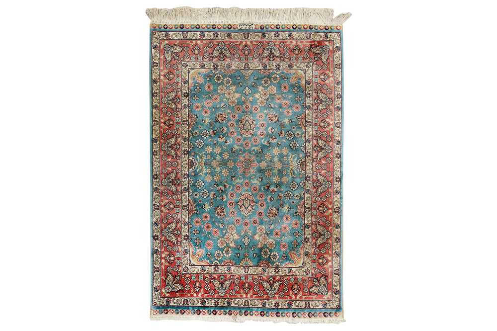 Lot 43 - A VERY FINE SIGNED SILK BURSA RUG, TURKEY