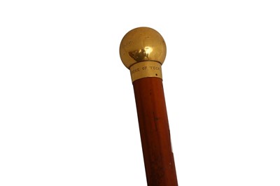 Lot 319 - A VICTORIAN 18 CARAT GOLD MOUNTED WALKING CANE MARKED FOR HIS SERENE HIGHNESS THE DUKE OF TECK