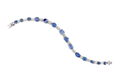 Lot 44 - A sapphire and diamond line bracelet