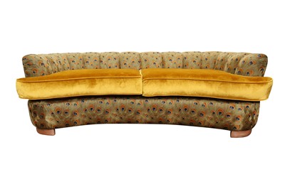 Lot 753 - A CONTEMPORARY CURVED TWO SEATER SOFA