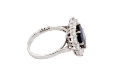Lot 47 - A sapphire and diamond cluster ring, 1980