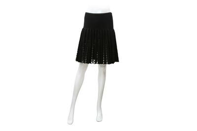 Lot 732 - Alaia Black Wool Knit Sculptural Mini Skirt - Size 40