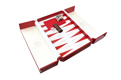 Lot 306 - Cartier Parfums Burgundy Leather Cased Backgammon Set