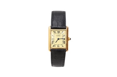 Lot 620 - Cartier Gold Vermeil Tank Watch