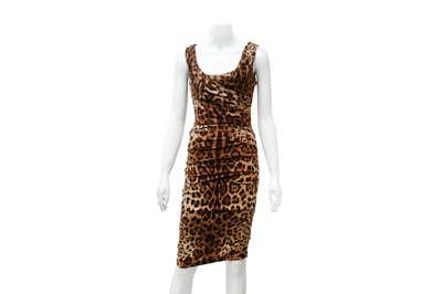 Lot 440 - Dolce & Gabbana Brown Silk Print Dress - Size 38