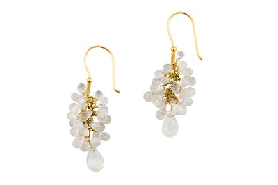 Lot 62 - A pair of moonstone earrings