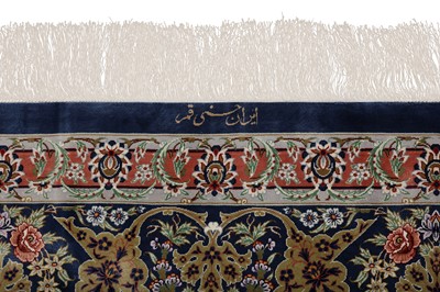 Lot 98 - AN EXTREMELY FINE, SIGNED SILK QUM CARPET, CENTRAL PERSIA