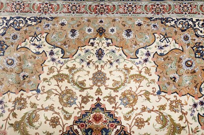 Lot 98 - AN EXTREMELY FINE, SIGNED SILK QUM CARPET, CENTRAL PERSIA