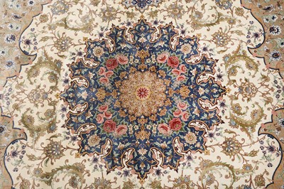 Lot 98 - AN EXTREMELY FINE, SIGNED SILK QUM CARPET, CENTRAL PERSIA