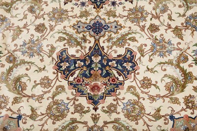 Lot 98 - AN EXTREMELY FINE, SIGNED SILK QUM CARPET, CENTRAL PERSIA