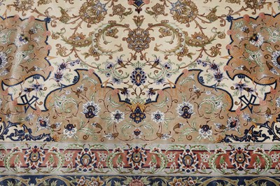 Lot 98 - AN EXTREMELY FINE, SIGNED SILK QUM CARPET, CENTRAL PERSIA