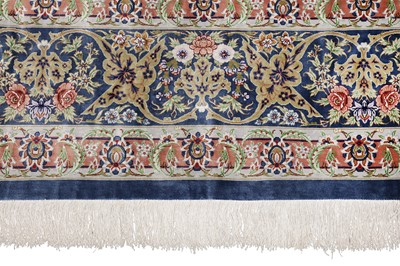 Lot 98 - AN EXTREMELY FINE, SIGNED SILK QUM CARPET, CENTRAL PERSIA