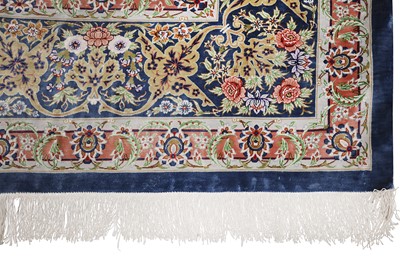 Lot 98 - AN EXTREMELY FINE, SIGNED SILK QUM CARPET, CENTRAL PERSIA