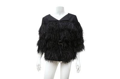 Lot 757 - Escada Black Wool Feather Trim Jacket - Size 42