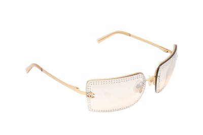 Lot 567 - Chanel Brown Rimless CC Logo Sunglasses