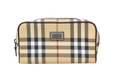 Lot 473 - Burberry Brown Icon Nova Check Cosmectic Pouch