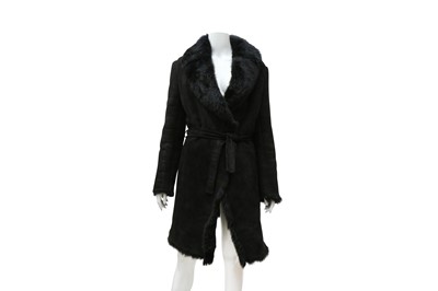 Lot 769 - Yves Saint Laurent Black Shearling Coat - Size 38