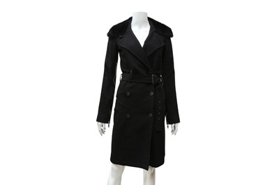 Lot 754 - Givenchy Black Ponte Fur Collar Coat - Size S