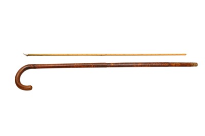 Lot 322 - A SYCAMORE AND SILVER MOUNTED HORSE MEASURING WALKING STICK