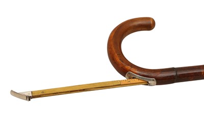 Lot 322 - A SYCAMORE AND SILVER MOUNTED HORSE MEASURING WALKING STICK