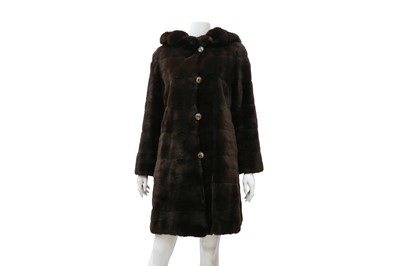 Lot 442 - Brown Reversible Fur Hooded Coat - Size 8