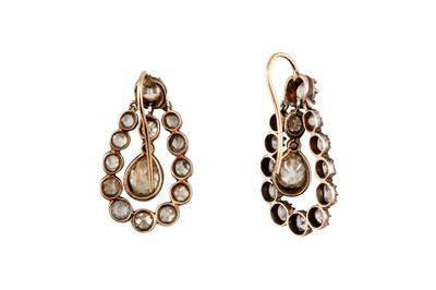 Lot 177 - A pair of mid 19th century diamond earrings