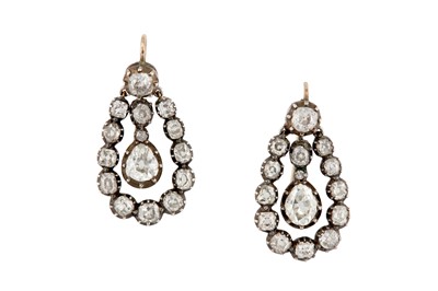 Lot 177 - A pair of mid 19th century diamond earrings