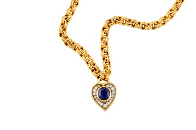 Lot 37 - Deakin & Frances | A sapphire and diamond heart pendant necklace