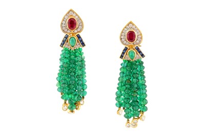 Lot 30 - Deakin & Francis Ι A pair of gem-set tassel earrings