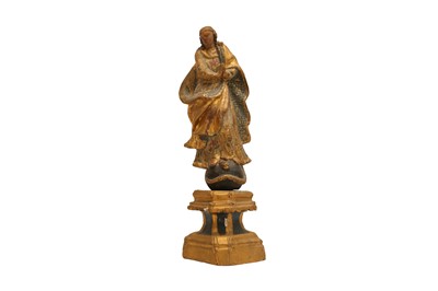 Lot 609 - A SOUTHERN ITALIAN PAINTED PINE FIGURE OF THE IMMACULATE VIRGIN, 18TH CENTURY