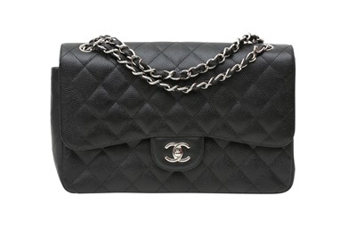 Lot 847 - Chanel Black Jumbo Double Flap Bag