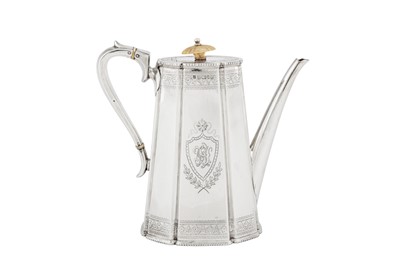 Lot 391 - A Victorian sterling silver coffee pot, Sheffield 1872 by White, Henderson and Co
