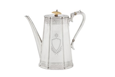 Lot 391 - A Victorian sterling silver coffee pot, Sheffield 1872 by White, Henderson and Co