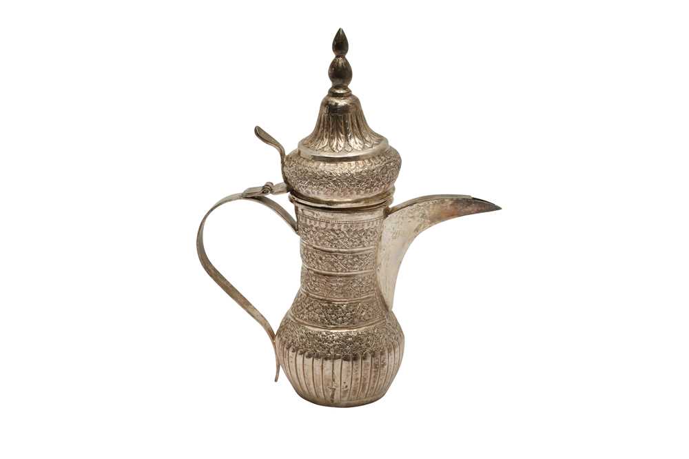 Lot 127 - A MODERN INDIAN SILVER DALLAH COFFEE POT
