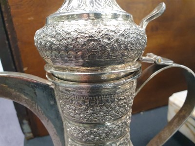 Lot 127 - A MODERN INDIAN SILVER DALLAH COFFEE POT