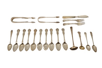 Lot 224 - A MIXED GROUP INCLUDING NINE VICTORIAN STERLING SILVER TEASPOONS, GLASGOW 1848 RETAILED BY WILLIAM HANNAY OF PAISLEY