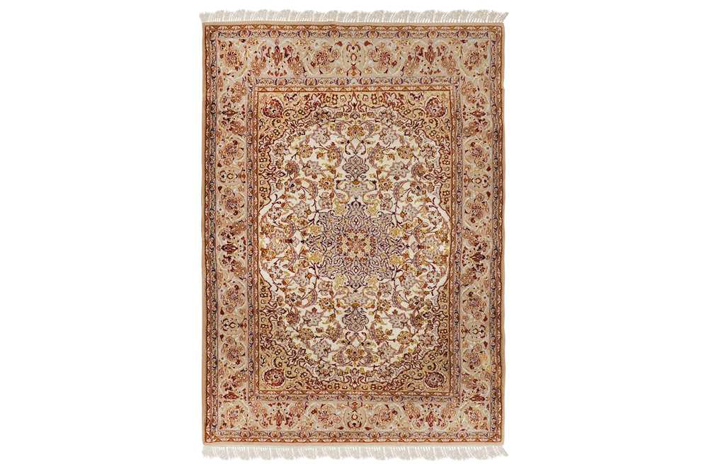 Lot 97 - A VERY FINE PART SILK ISFAHAN RUG, CENTRAL